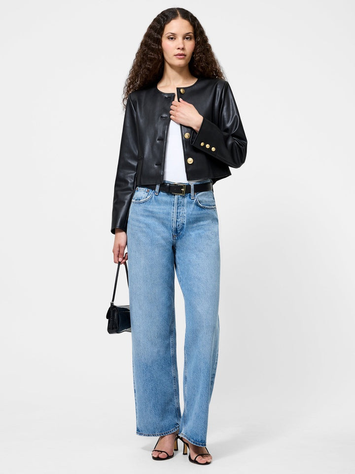 Dessa Faux Leather Cropped Jacket