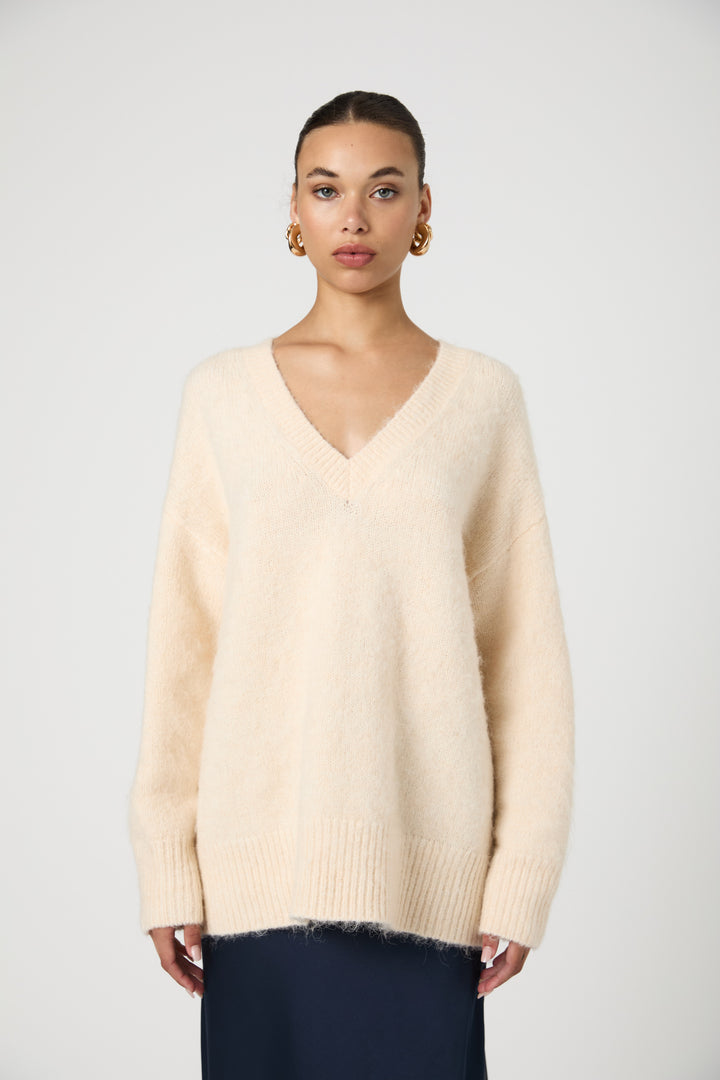 Fluffy V-Neck Sweater