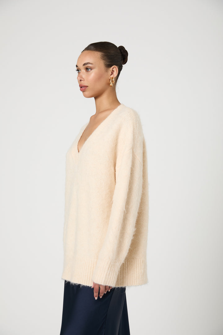 Fluffy V-Neck Sweater