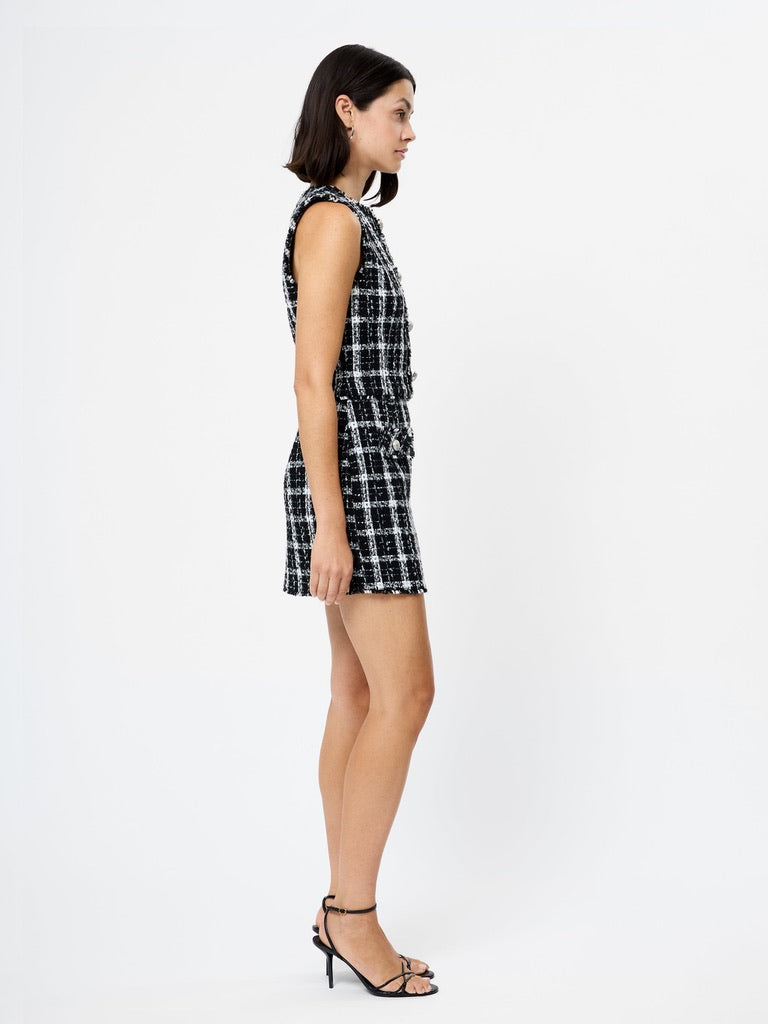 Windowpane Tweed Mini Skirt
