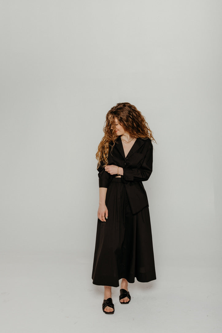 Andra Poplin Midi Skirt