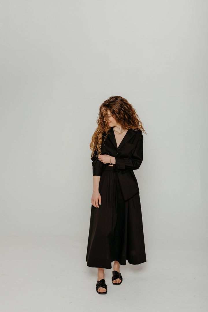 Andra Poplin Midi Skirt