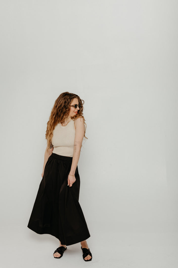 Andra Poplin Midi Skirt