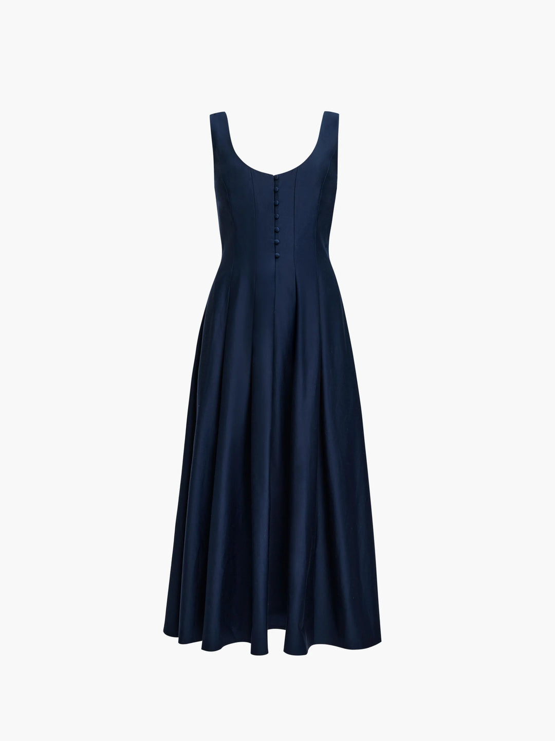 Cotton Sateen Fit-and-Flare Midi Dress