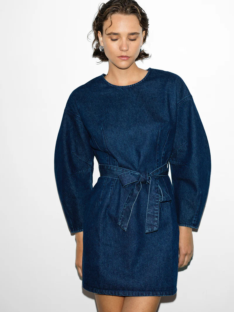 kowtow denim dress Kowtow Apron Dress Indigo Denim Hall Concept Store
