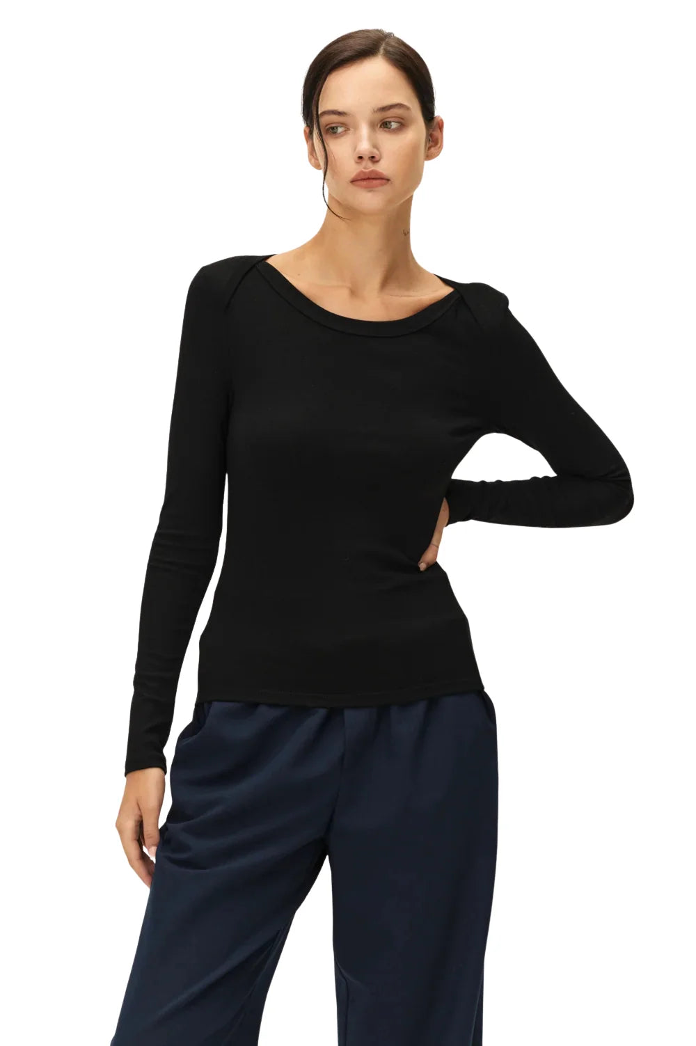 Arlette Long Sleeve Boat Neck Top