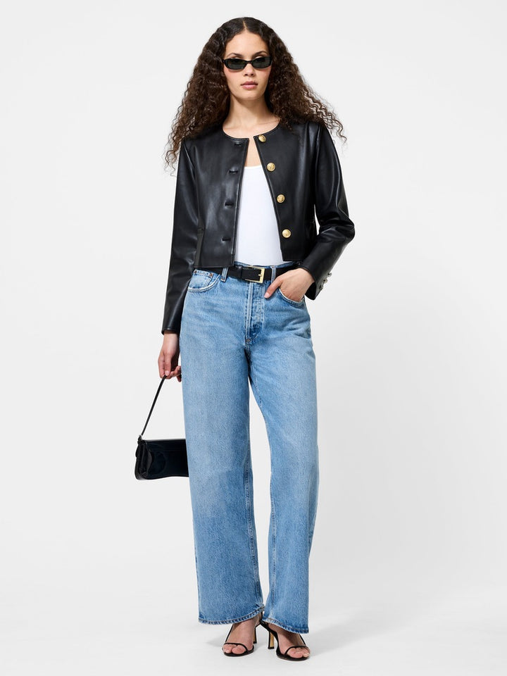 Dessa Faux Leather Cropped Jacket