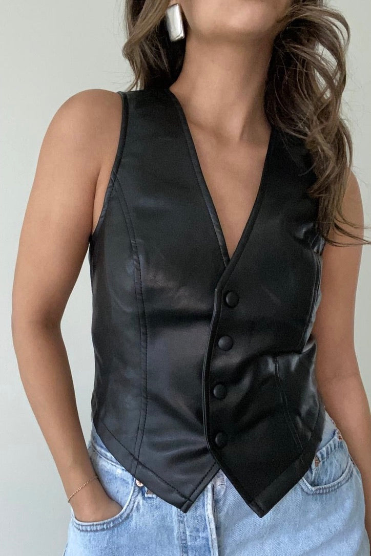 Hallie Faux Leather Vest