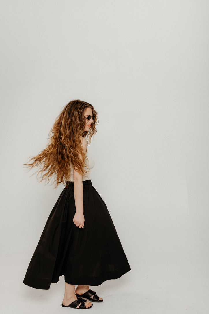 Andra Poplin Midi Skirt