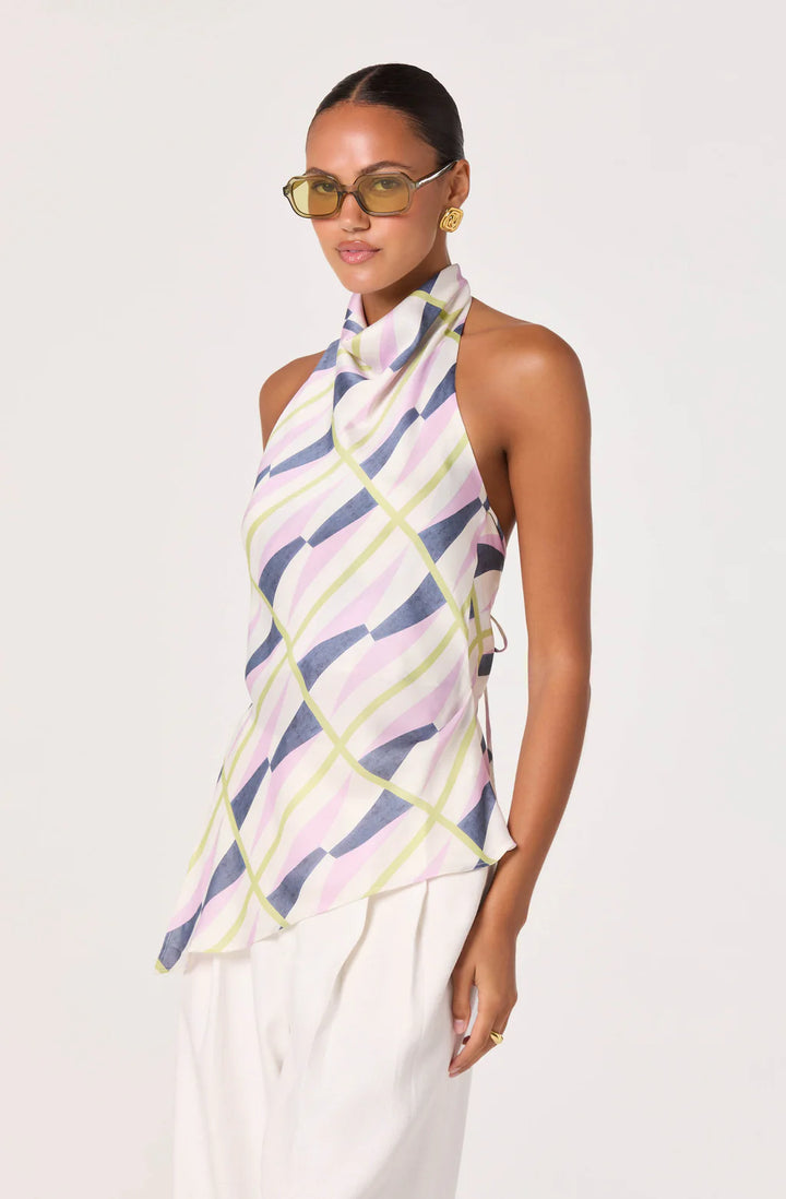 Bristol Print Cowl-Neck Halter