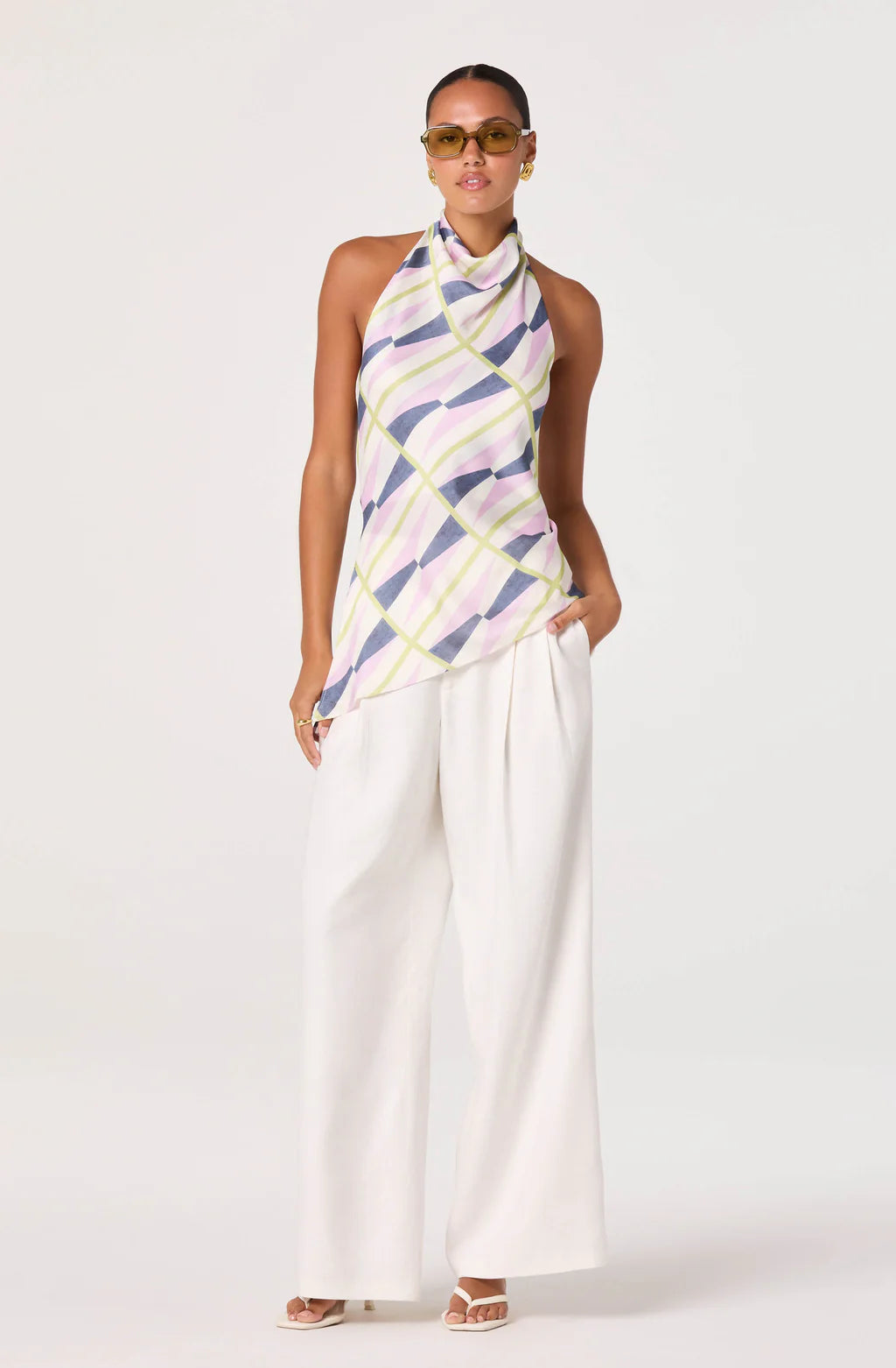 Bristol Print Cowl-Neck Halter