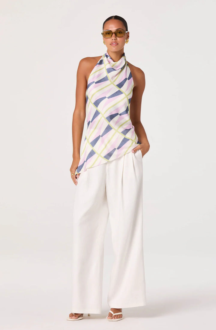 Bristol Print Cowl-Neck Halter