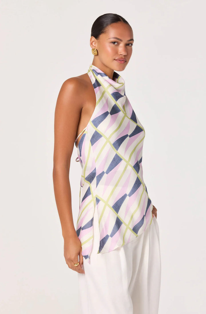 Bristol Print Cowl-Neck Halter