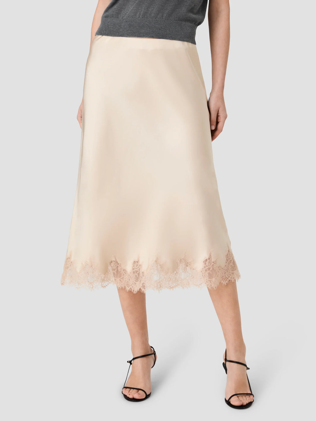 Ennis Satin Lace Midi Skirt