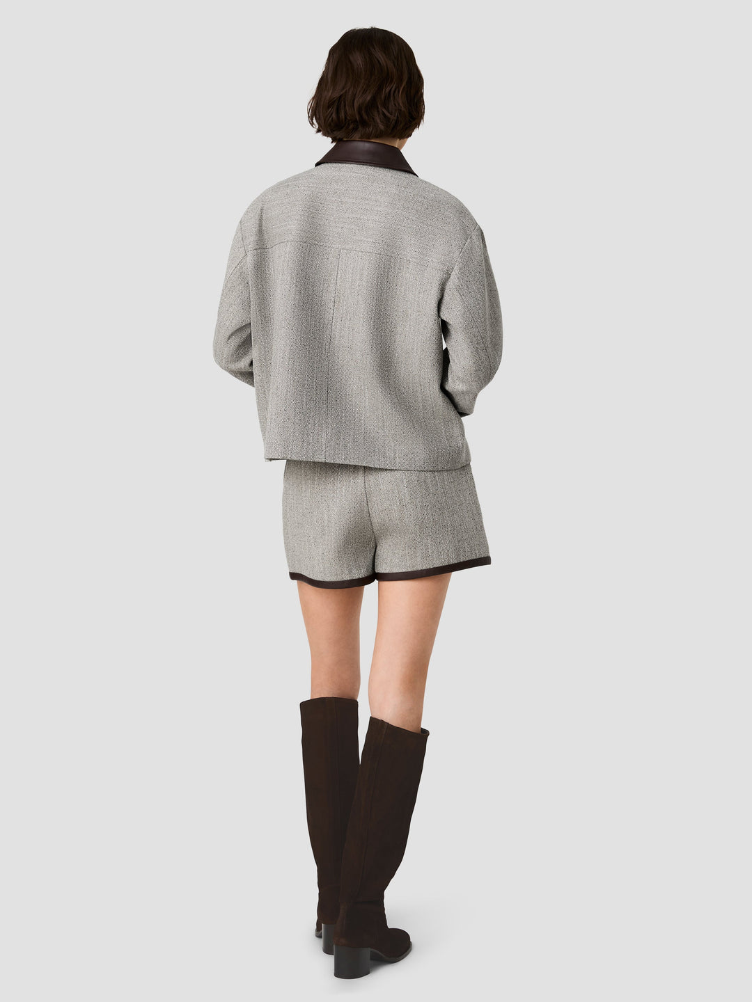 Speckled Herringbone Suiting Cropped Jacket