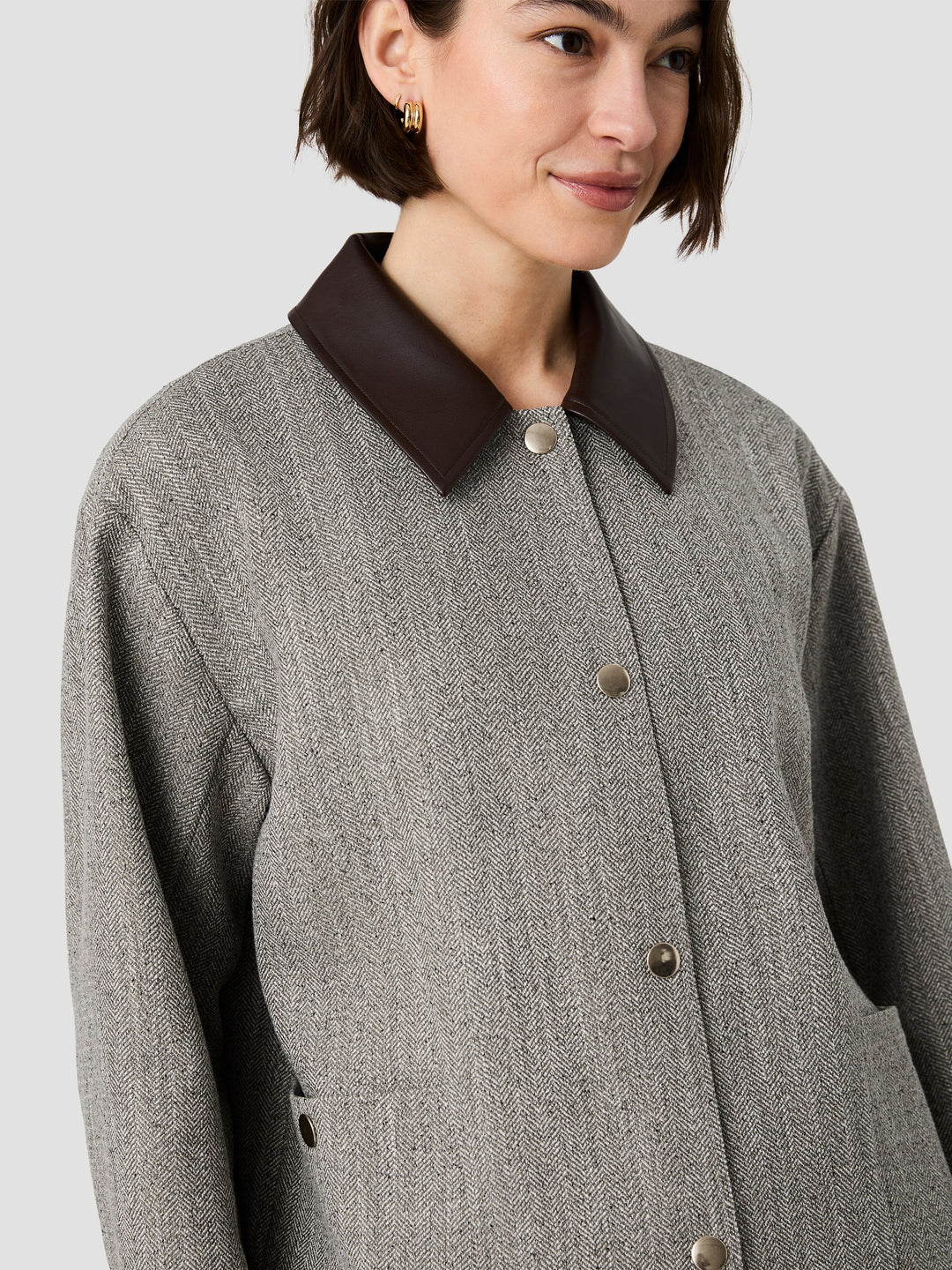 Speckled Herringbone Suiting Cropped Jacket