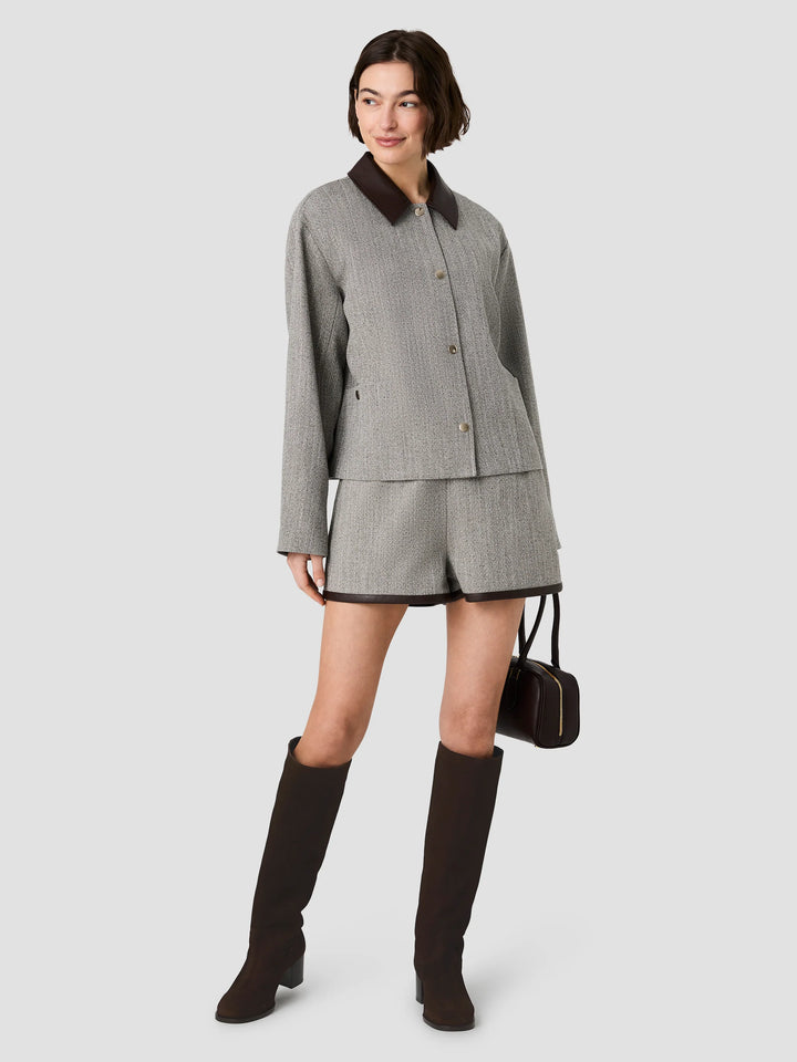 Speckled Herringbone Suiting Cropped Jacket