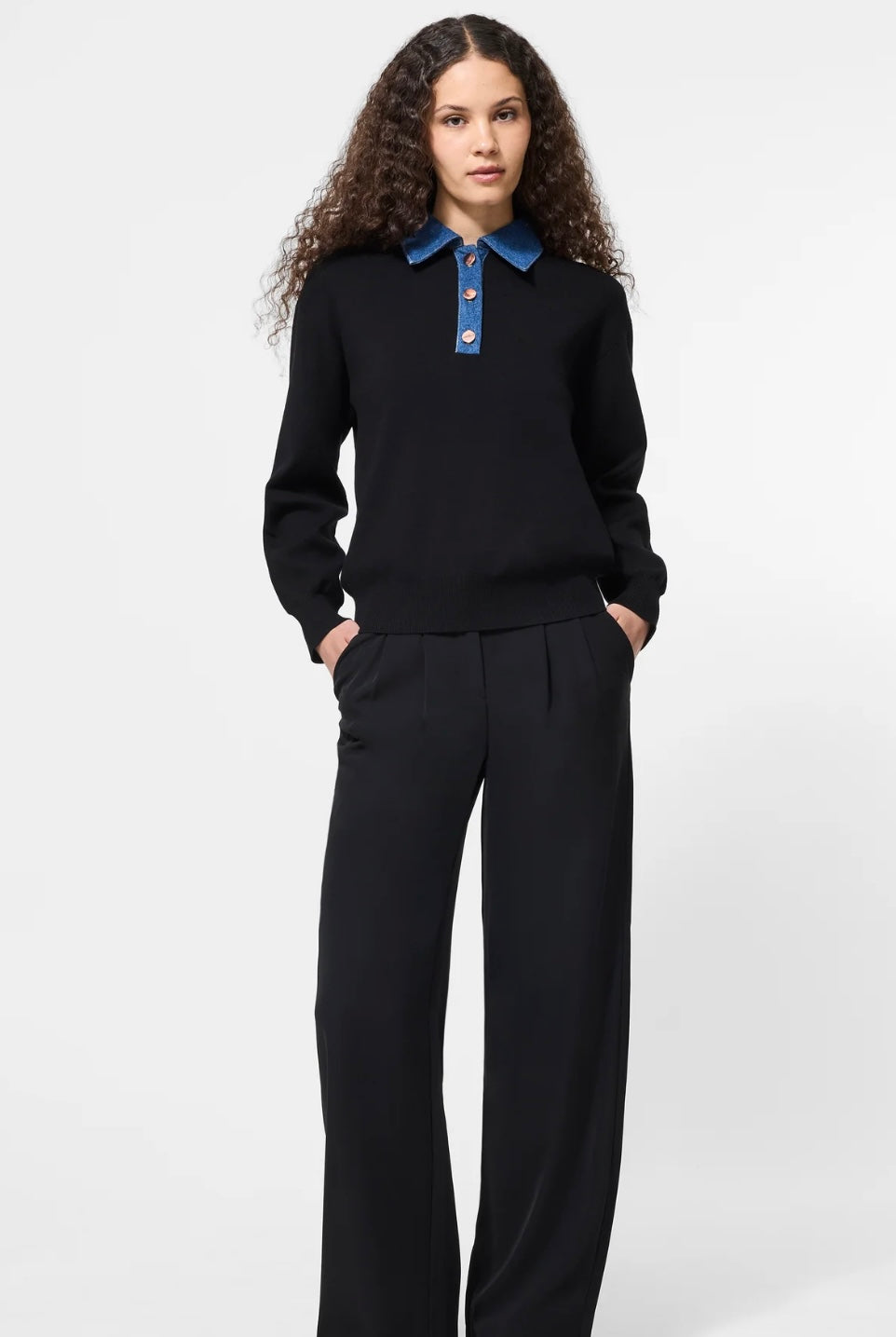 Denim Collared Sweater