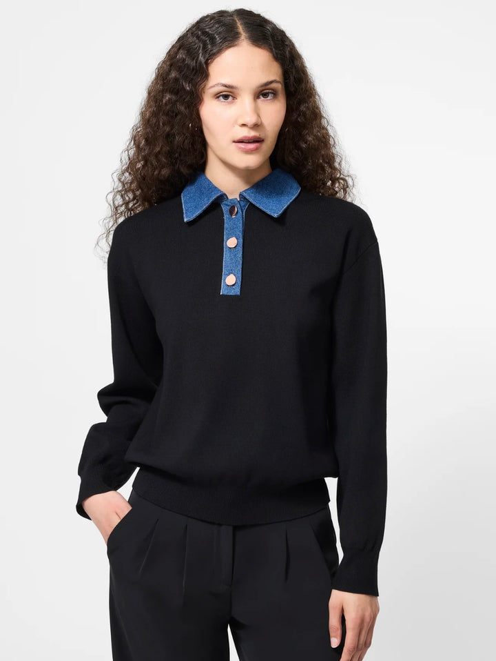 Denim Collared Sweater