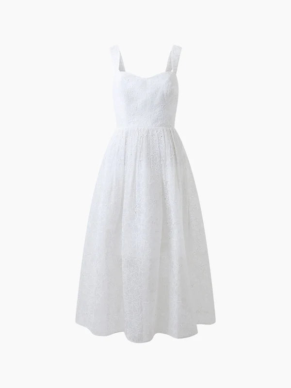 French Connection Embroidered Lace sweetheart Neck Sleeveless midi Dress, Womens, 2, Summer White French Connection Embroidered Lace sweetheart Neck Sleeveless midi Dress, Womens, 2, Summer White